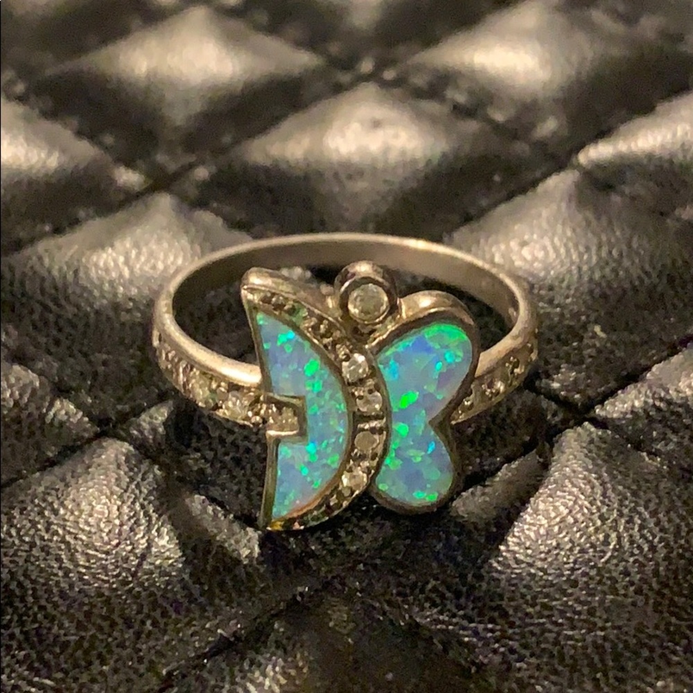Sundance Silver and Blue Butterfly Ring with Vintage Styling